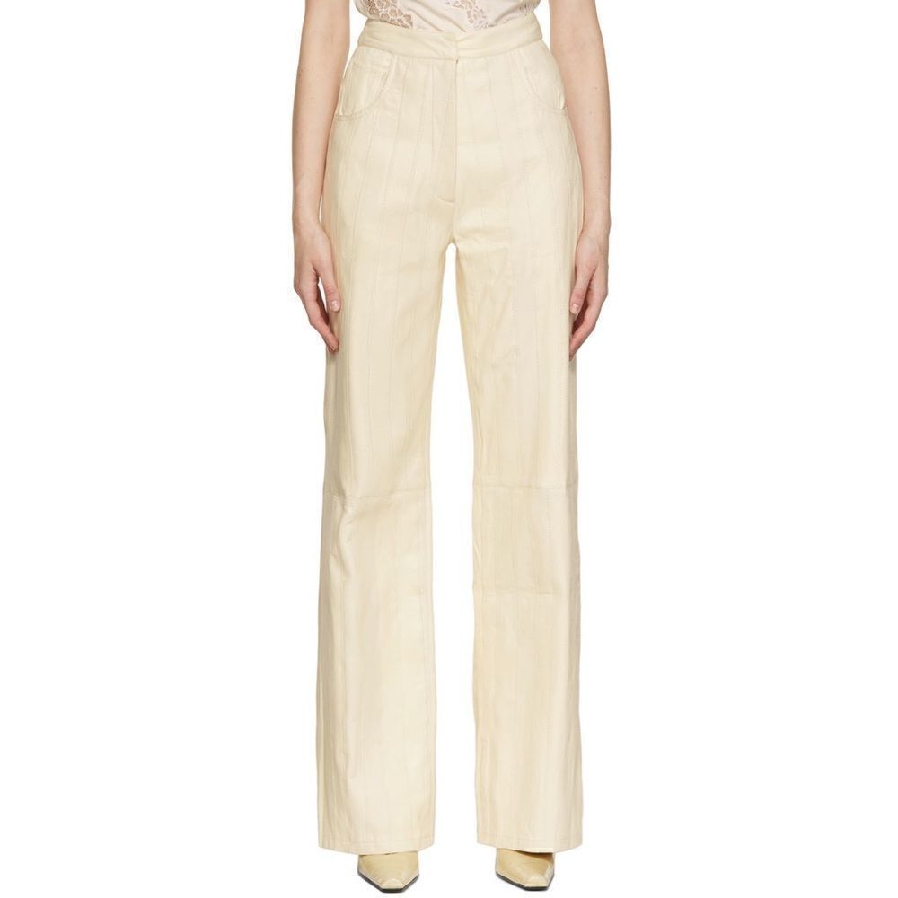 NWT RARE VAILLANT STUDIO Cream Whipstitch, High Rise Upcycled Leather Pants